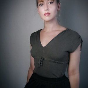 BCBGMaxAzria Olive Green Top  | Size L